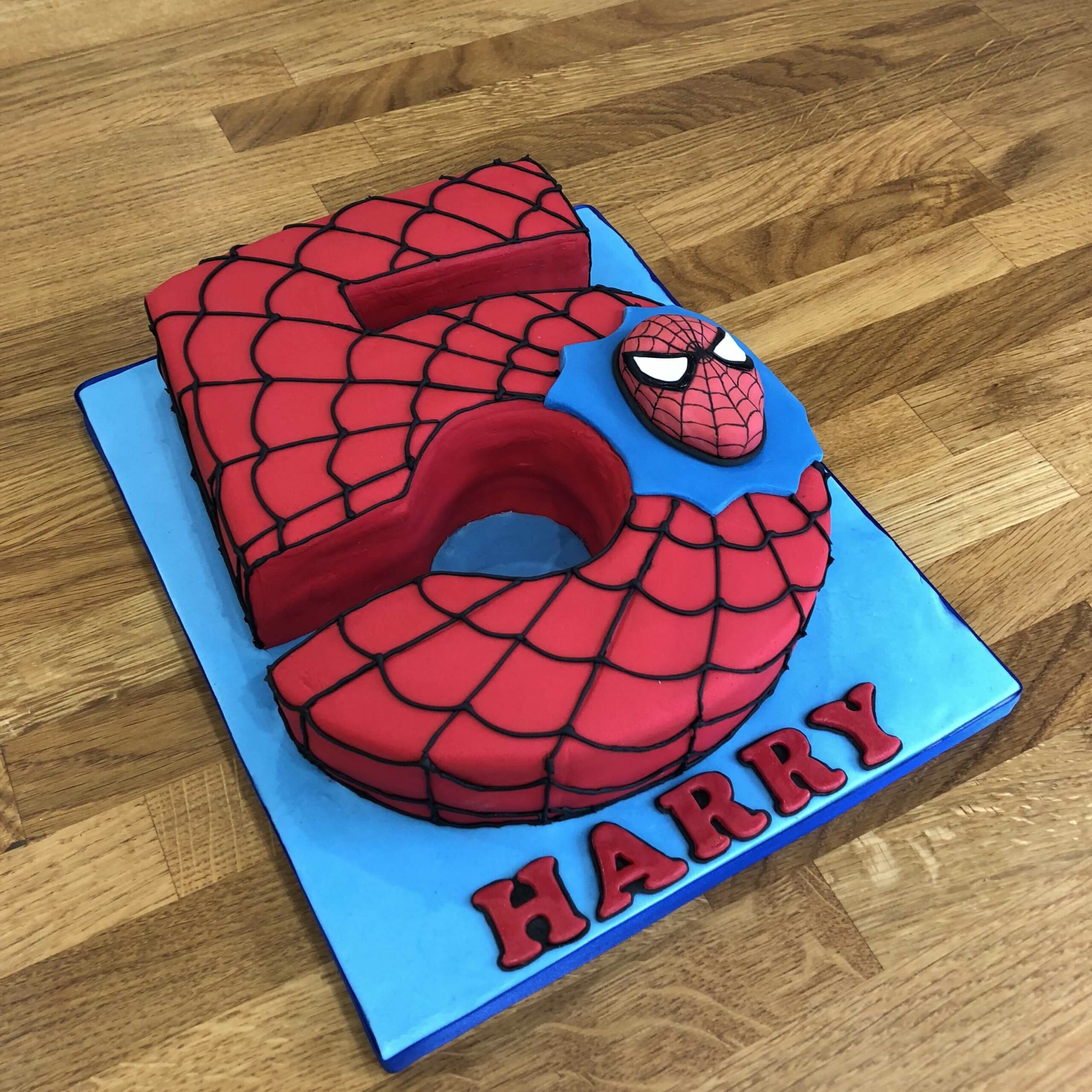 Number 5 Spiderman Theme Fondant Cake
