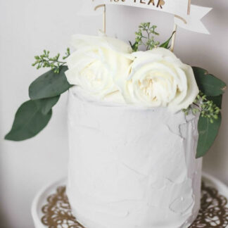 Elegant White Anniversary Cake
