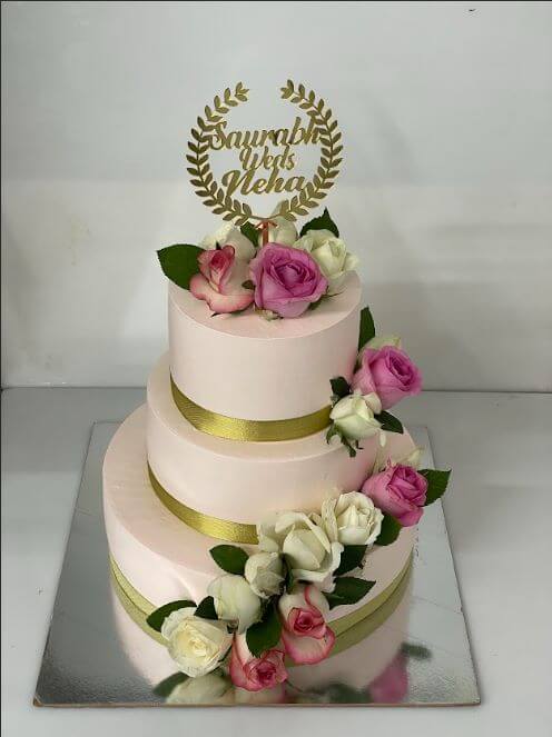 Classic Three Tier Pink Floral Cake