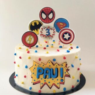 Super Hero Logo Theme Fondant cake