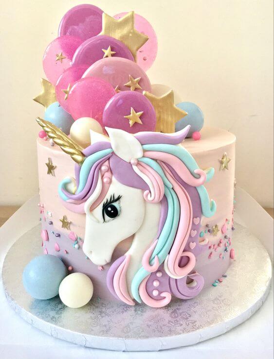 Sugar Candy Balloons and Fondant Unicorn Cake