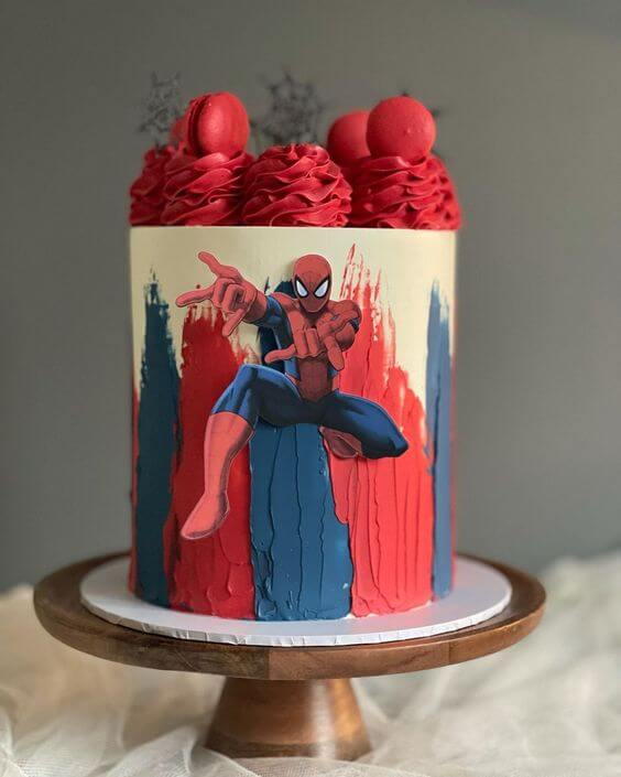 Blue and Red Spiderman Theme Cake