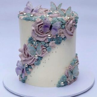 Butterfly Spiral FLoral Cake