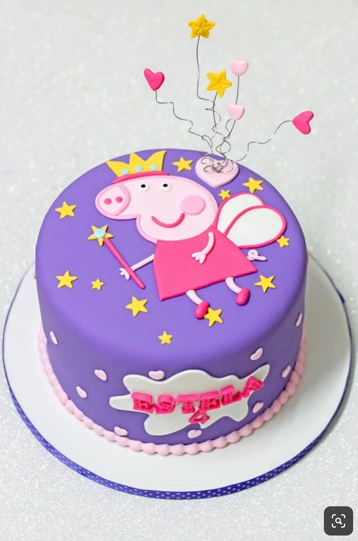 Purple Theme Peppa Pig Fondant Cake