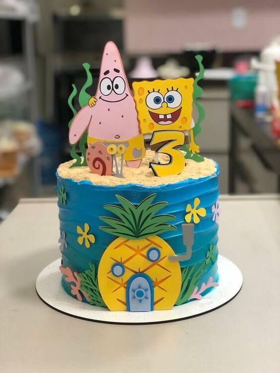 Sponge Bob World Semi Fondant Cake