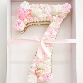 Pink&White Floral Number 7 Cake