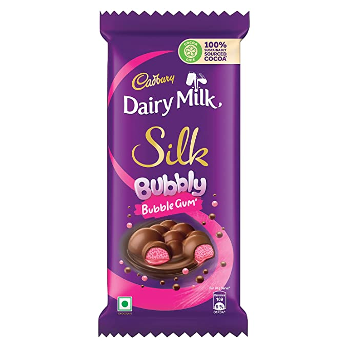 Cadbury Dairy Milk Silk Bubbly Bubblegum Chocolate Bar, 120 g
