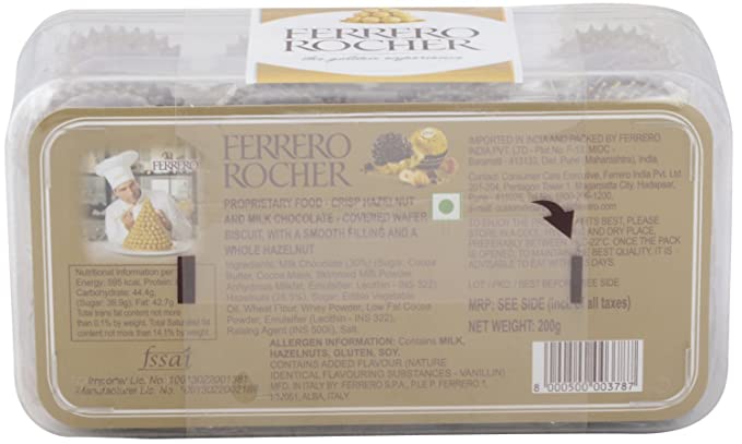 Ferrero Rocher Chocolate Covered Wafer Biscuit, 200g Box