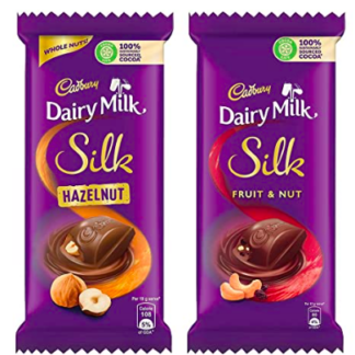 Cadbury Dairy Milk Silk Chocolates Combo (2 x Silk Fruit and Nut 137g and 2 x Silk Hazelnut 58g)