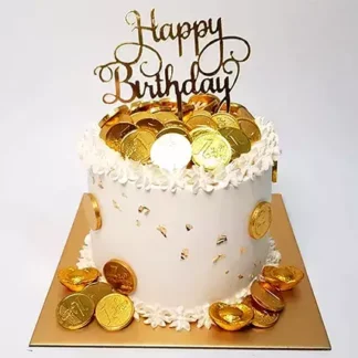 White & Gold Money Pulling Cake
